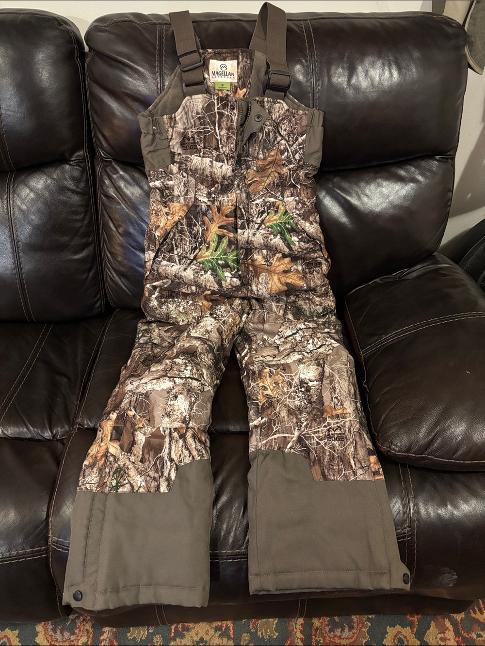 Magellan Outdoors Realtree Camo Insulated Bib Overalls - Brown/Green
